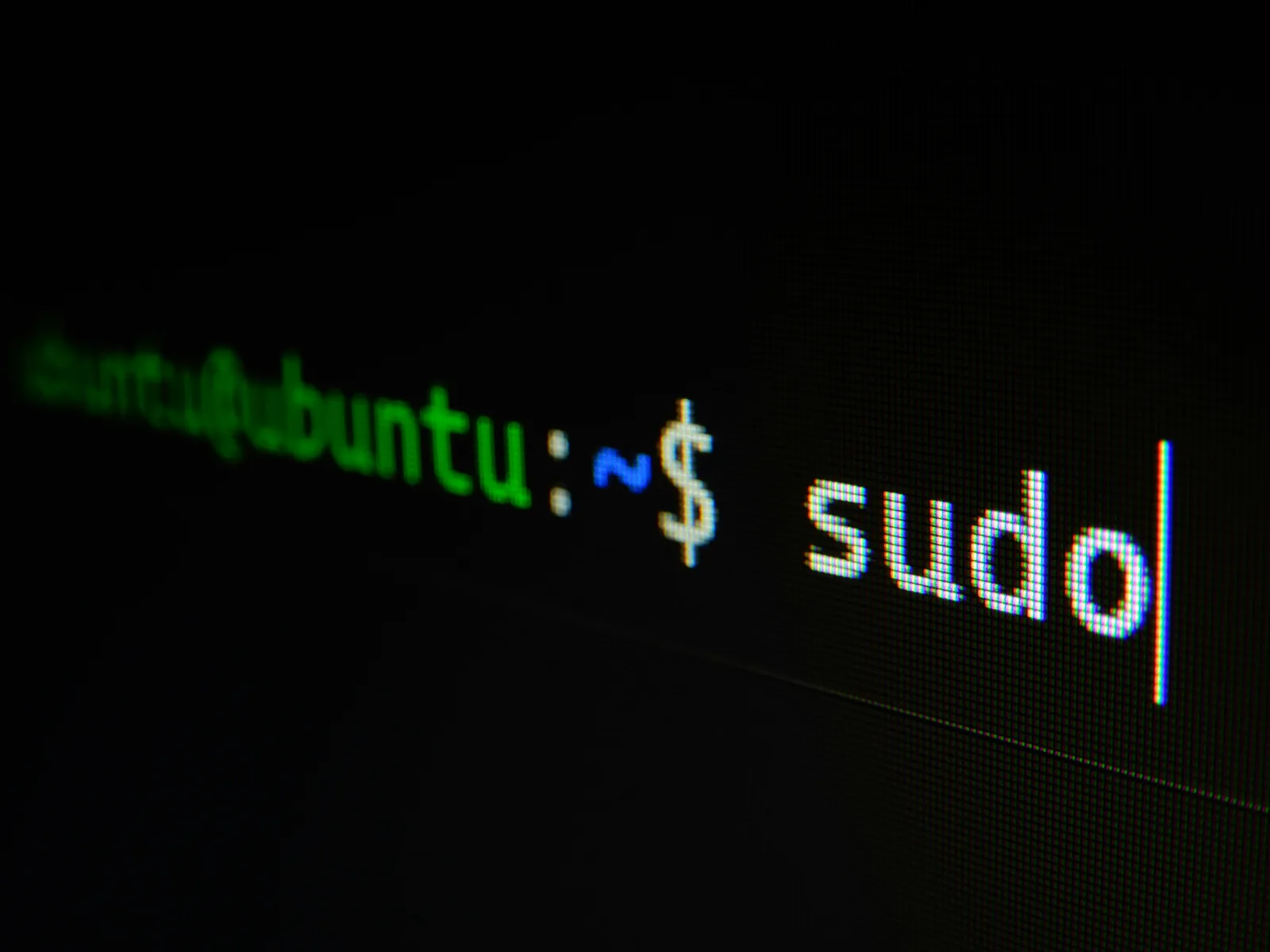Close-up of an Ubuntu terminal at a shell prompt about to run a sudo command